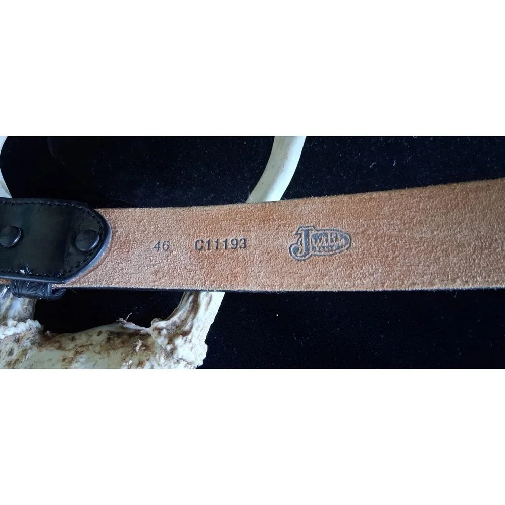 Justin Longhorn Men's Black Leather Cowboy Belt & Buckle Size 46